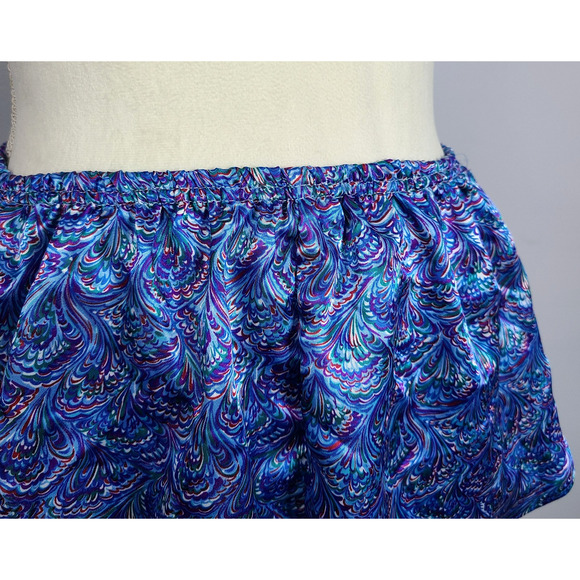 VTG Henson Kickernick Satin Robe Tank Shorts Large Blue Peacock Pajamas Lounge - Picture 8 of 16